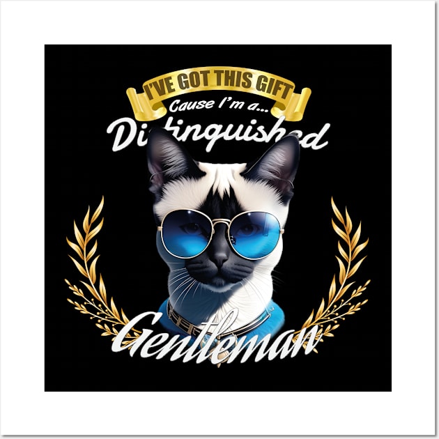 The Distinguished Siamese Cat Gentleman Wall Art by Asarteon